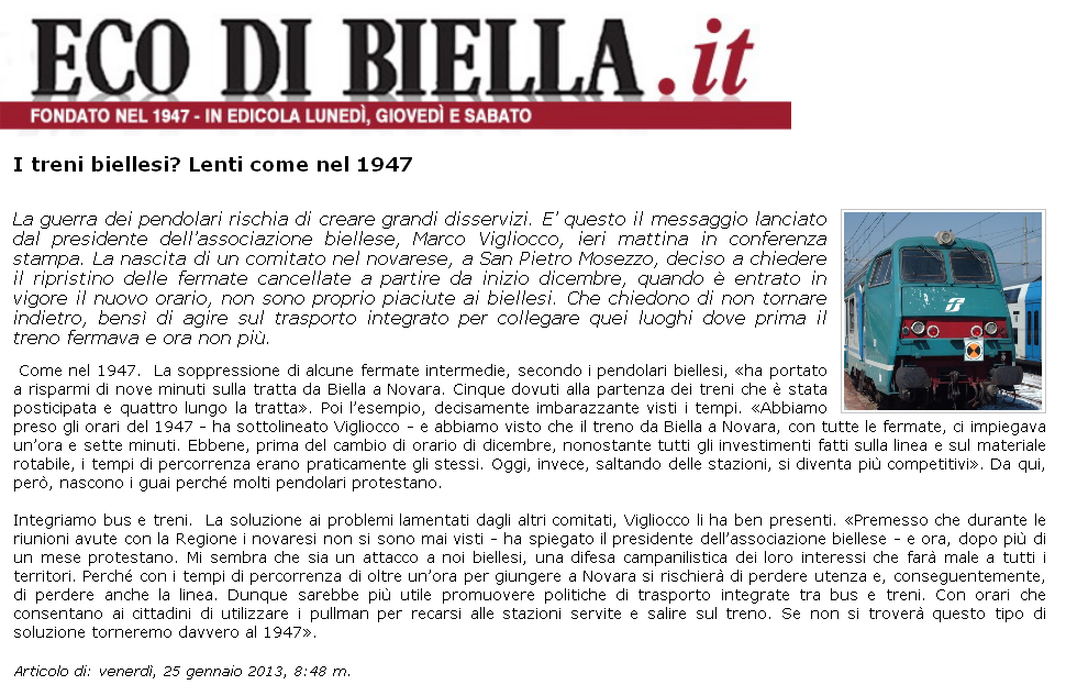 Eco di Biella - 25 Gennaio 2013