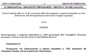 Risposta Interrogazione di Willmer Ronzani, 15/01/2013